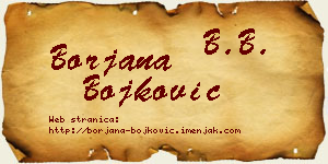Borjana Bojković vizit kartica